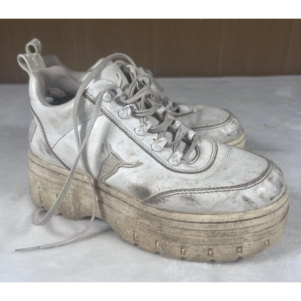 Windsor Smith Smith Lux Shoes Womens Size 7 White‎ Leather Platform Sneakers